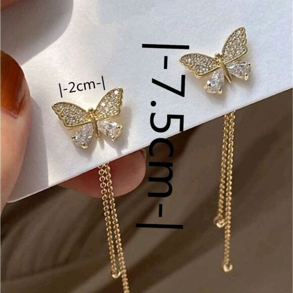 Butterfly Threader Earrings - Picture 6 of 7